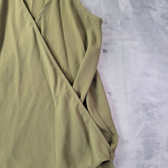 Papermoon Women’s Olive Green Surplice Tank Top Size S Sleeveless‎ Crossover - Picture 3 of 10